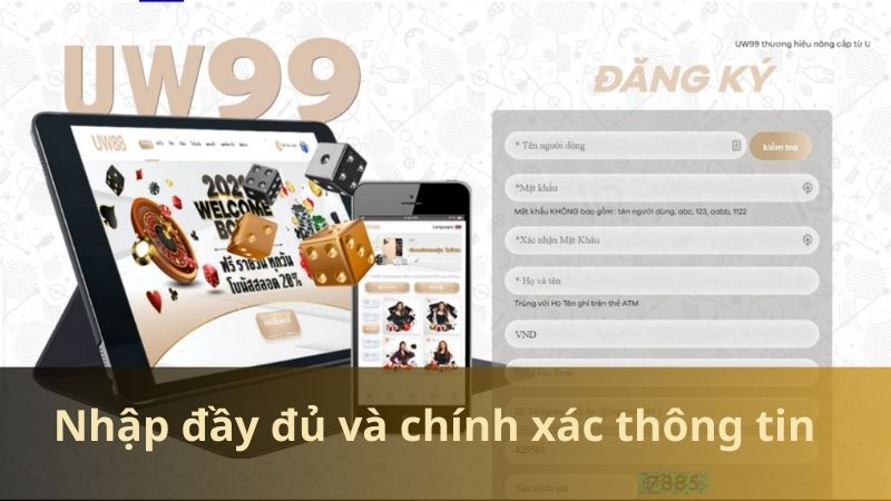 Điền thông tin đăng ký uw99
